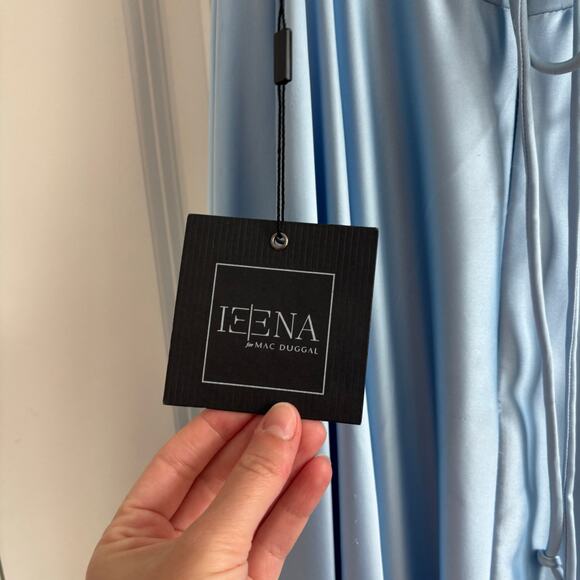 NWT leena for Mac Duggal Satin Strappy Gown 0 A Line Formal Black Tie Prom - Picture 10 of 16